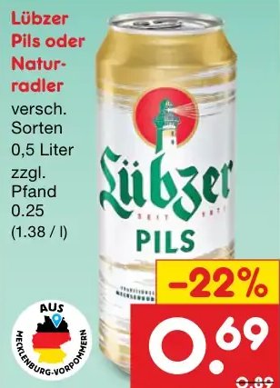 Lübzer Pils oder Natur-radler