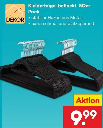 Kleiderbügel beflockt, 50er Pack
