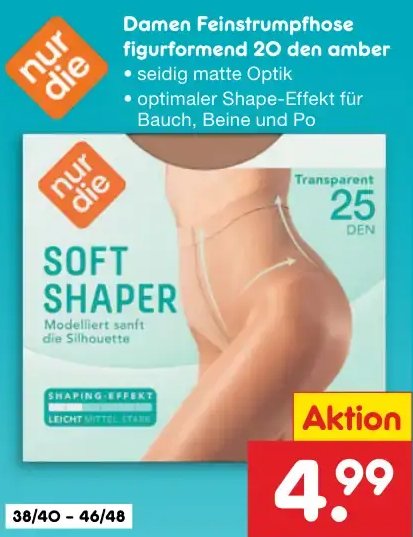Damen Feinstrumpfhose figurformend 20 den amber