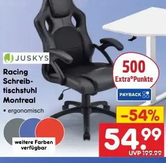 JUSKYS Racing Schreibtischstuhl Montreal