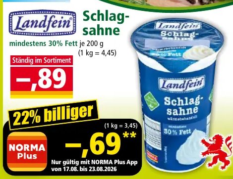 Landfein Schlagsahne