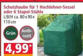 Schutzhaube für Hochlehner-Sessel oder 6 Stapel-Stühle