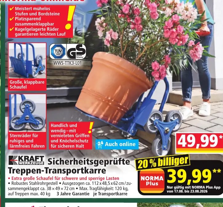Sicherheitsgeprüfte Treppen-Transportkarre