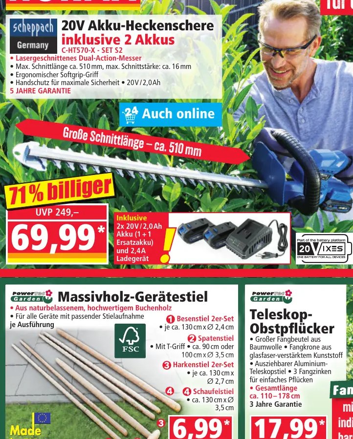20V Akku-Heckenschere inklusive 2 Akkus