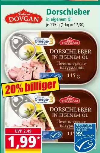 Dorschleber in eigenem Öl