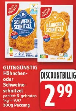 Hähnchen- oder Schweineschnitzel