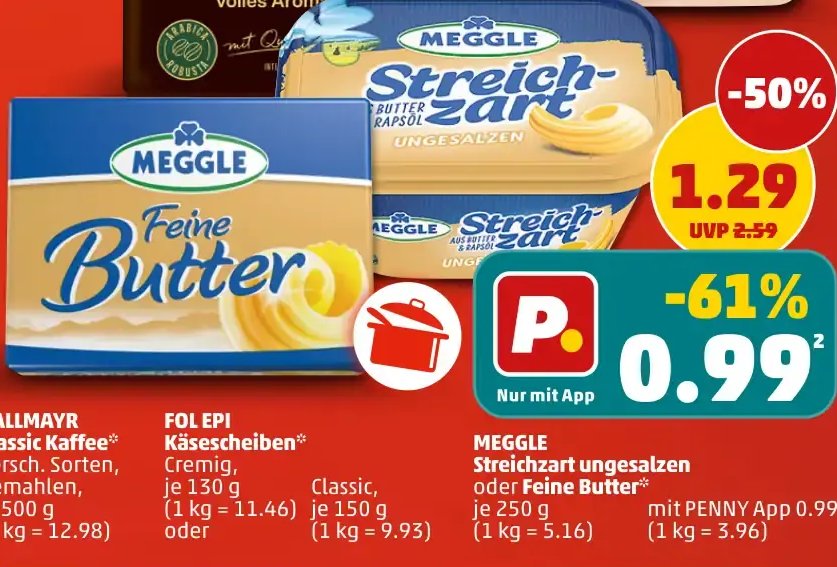MEGGLE Streichzart ungesalzen oder Feine Butter