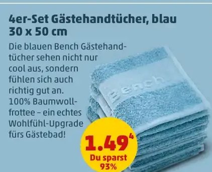 4er-Set Gästehandtücher, blau