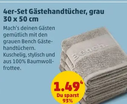 4er-Set Gästehandtücher, grau