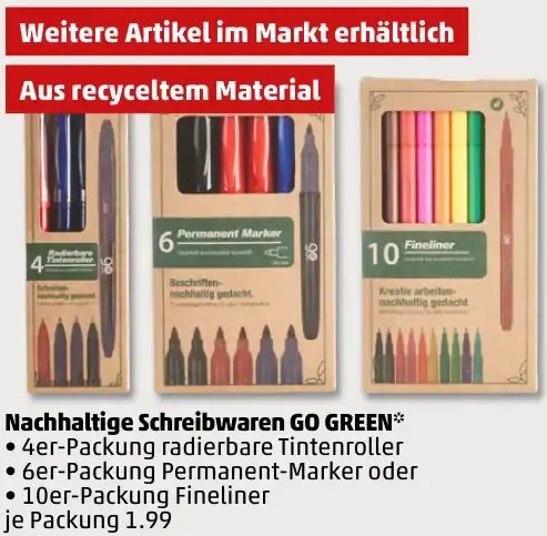 Nachhaltige Schreibwaren GO GREEN