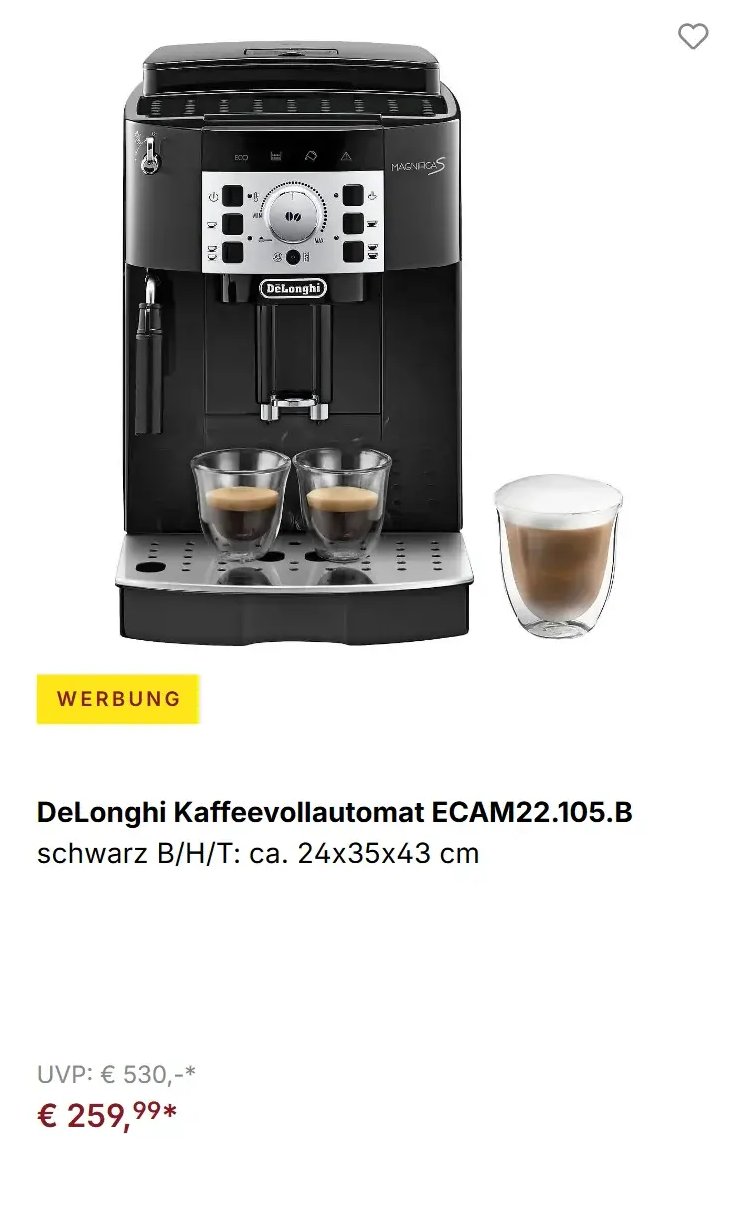 DeLonghi Kaffeevollautomat ECAM22.105.B