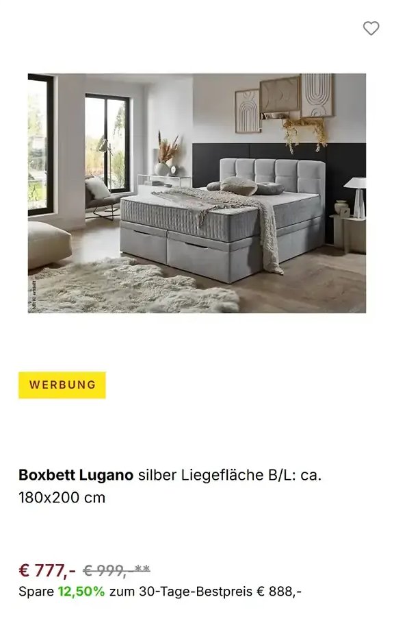 Boxbett Lugano silber