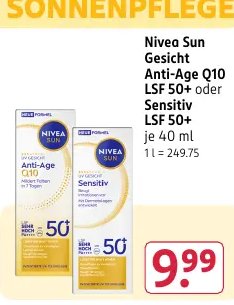 Nivea Sun Gesicht Anti-Age Q10 LSF 50+ oder Sensitiv LSF 50+