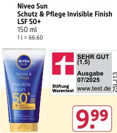 Nivea Sun Schutz & Pflege Invisible Finish LSF 50+