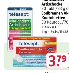 Tetesept Mariendistel Artischocke oder Sodbrennen Akut Kautabletten