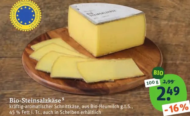 Bio-Steinsalzkäse