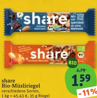share Bio-Müsliriegel