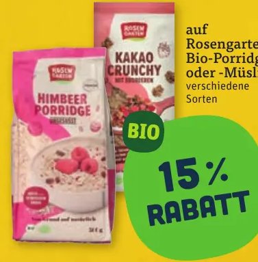 Rosengarten Bio-Porridge oder -Müsli