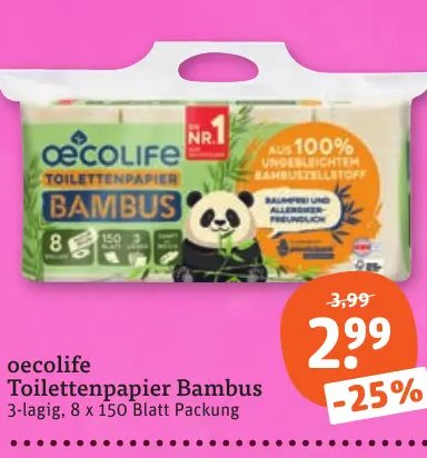 oecolife Toilettenpapier Bambus