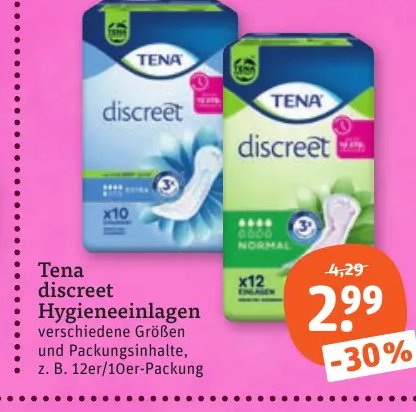 Tena discreet Hygieneeinlagen