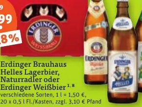Erdinger Brauhaus Helles Lagerbier, Naturradler oder Erdinger Weißbier