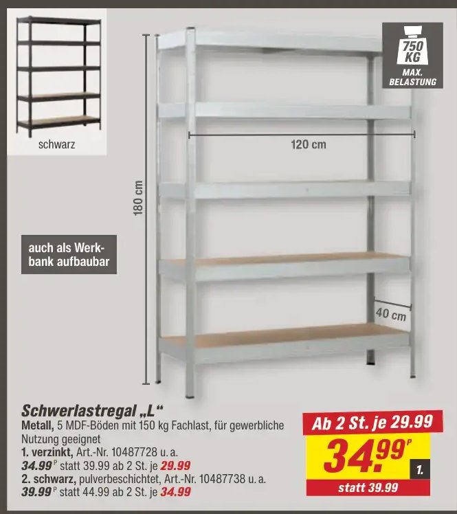 Schwerlastregal „L“