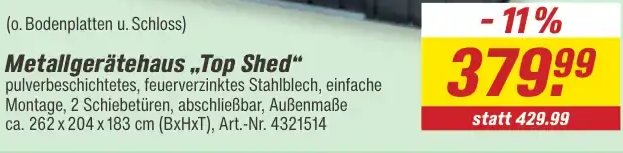Metallgerätehaus „Top Shed“