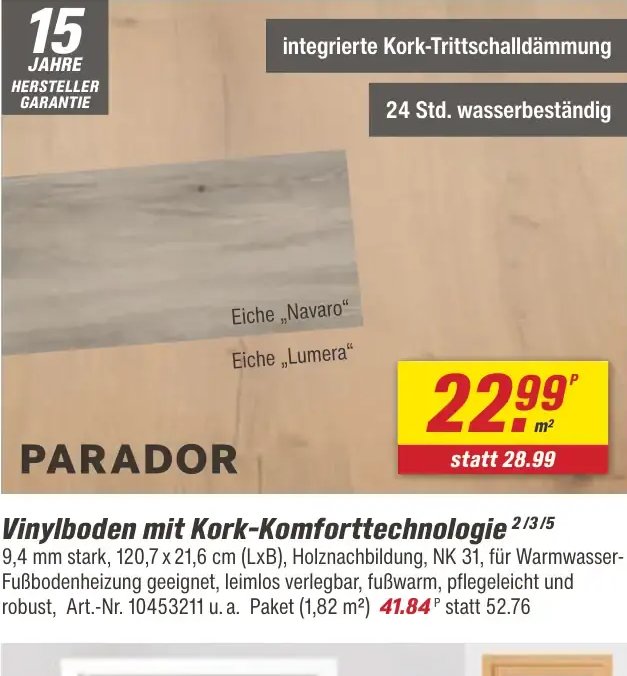 Vinylboden mit Kork-Komforttechnologie