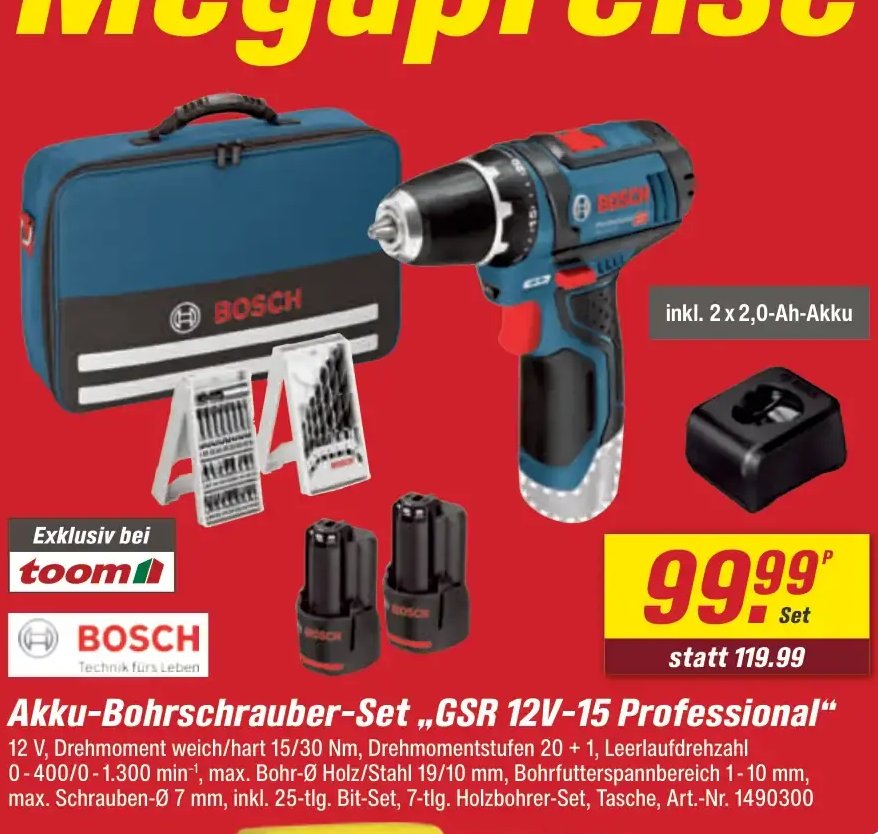 Akku-Bohrschrauber-Set „GSR 12V-15 Professional“
