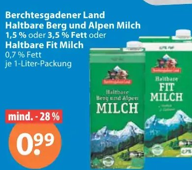 Berchtesgadener Land Haltbare Berg und Alpen Milch