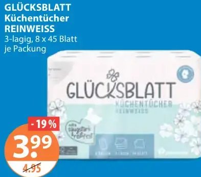 GLÜCKSBLATT Küchentücher REINWEISS