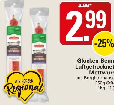 Glocken-Beune Luftgetrocknete Mettwurst