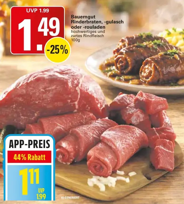 Bauerngut Rinderbraten, -gulasch oder -rouladen